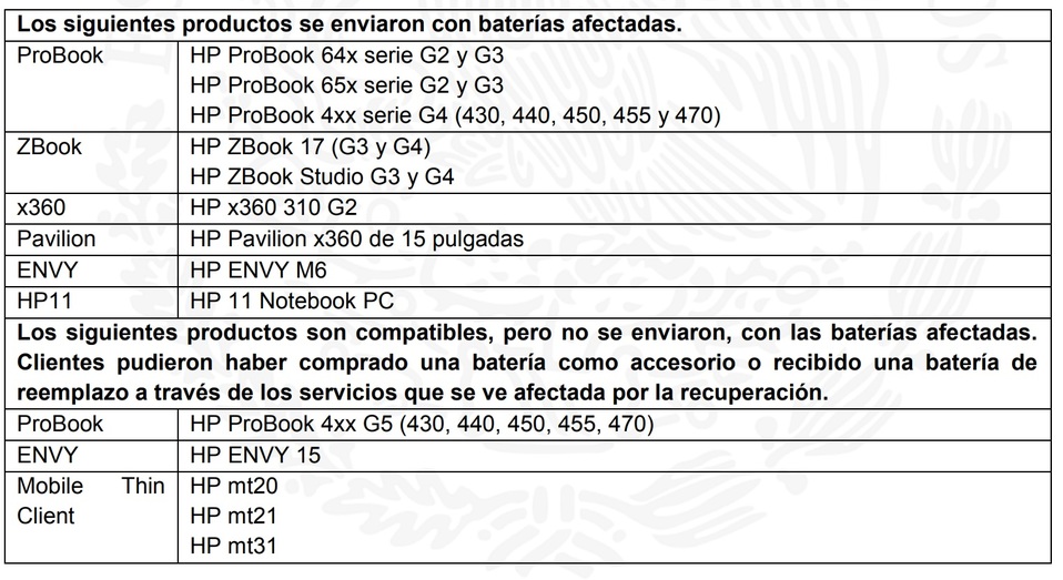 hp baterias problemas